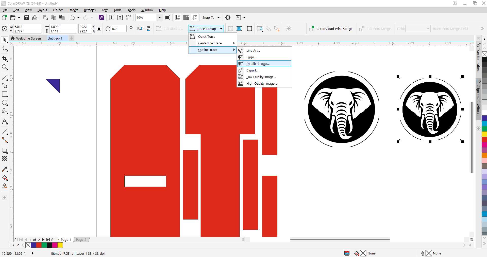 Trace Bitmap Menu